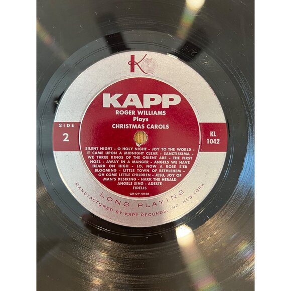 Roger Williams Plays Christmas Songs Holiday Album Vinyl Record KL 1042 Kapp - Picture 4 of 5
